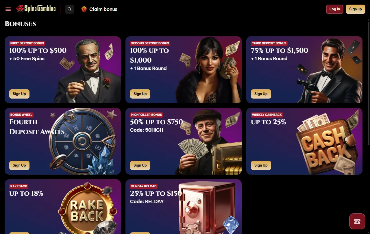 Seleção jogos e provedores principais Spinogambino Casino Brasil