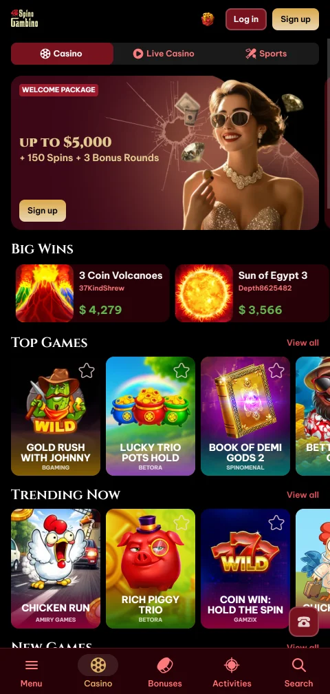 Jogos mobile responsivos Spinogambino Casino Brasil acessíveis