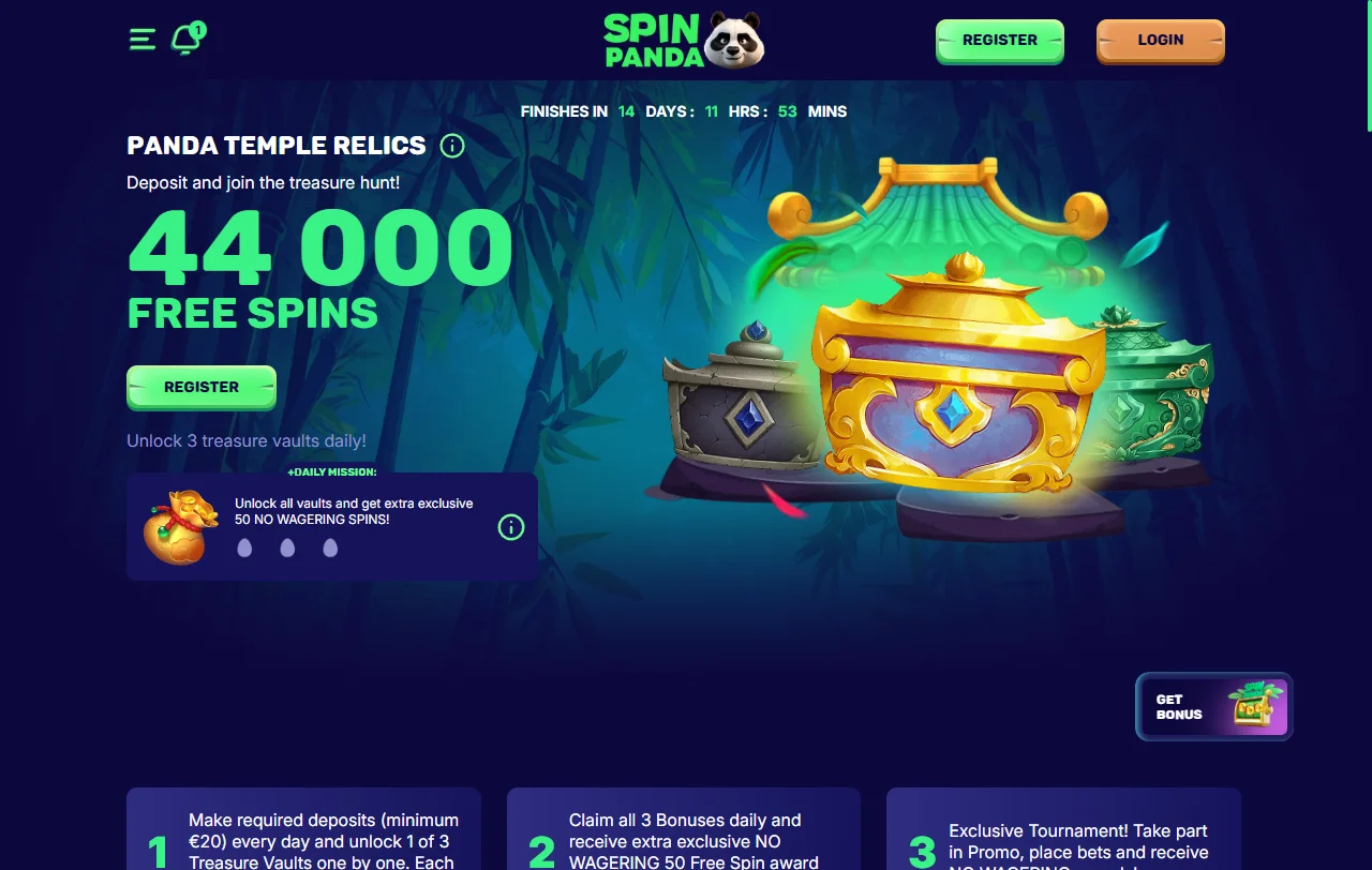 Bônus boas-vindas e promoções ativas SpinPanda Casino Brasil