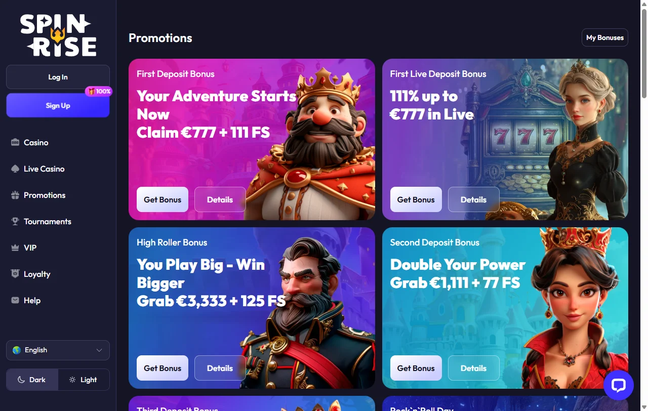 Slots e jogos variados disponíveis no Spinrise Casino Brasil