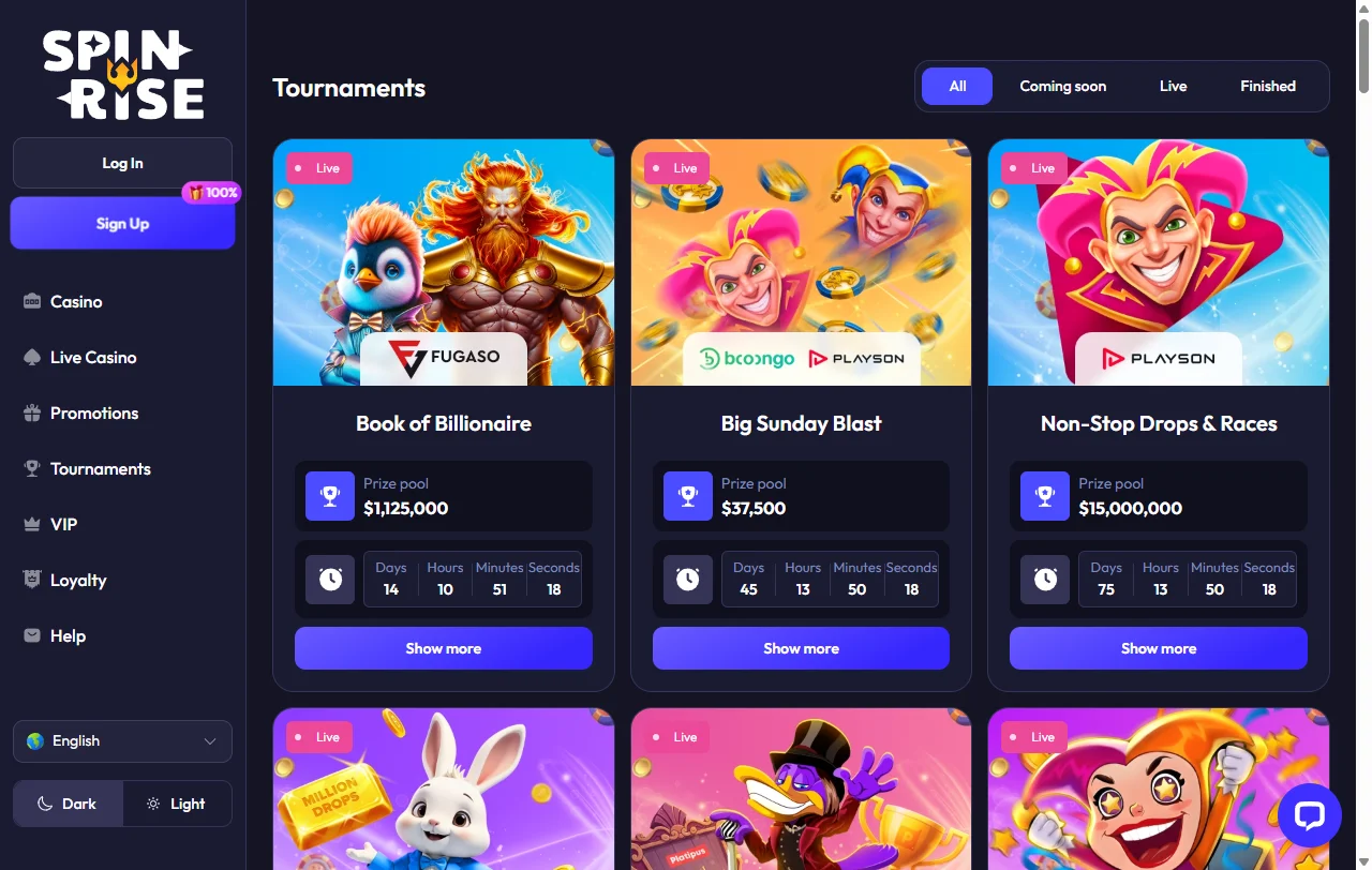 Bônus de boas-vindas e promoções no Spinrise Casino Brasil