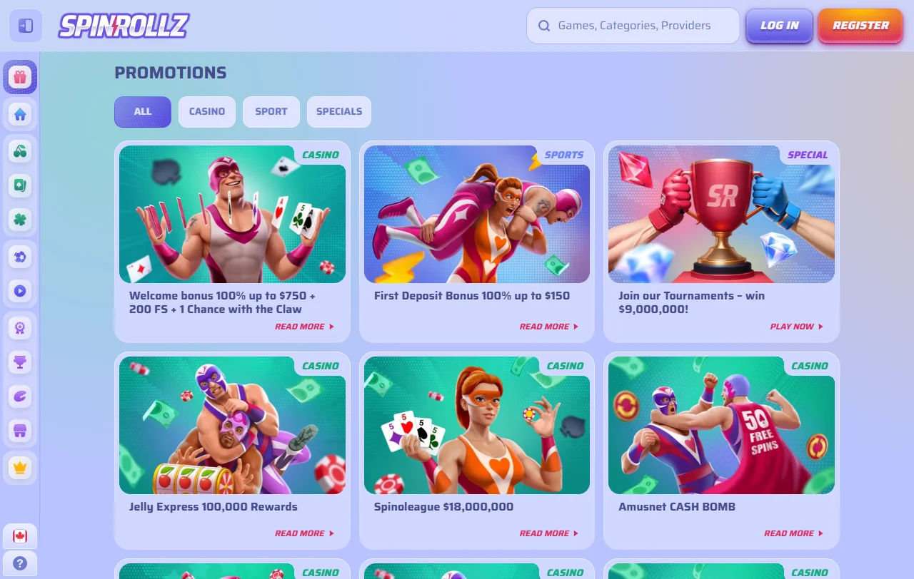 Slots e jogos variados no catálogo SpinRollz Casino Brasil