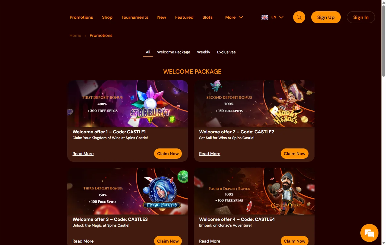 Seleção de jogos e provedores principais Spins Castle Casino Brasil