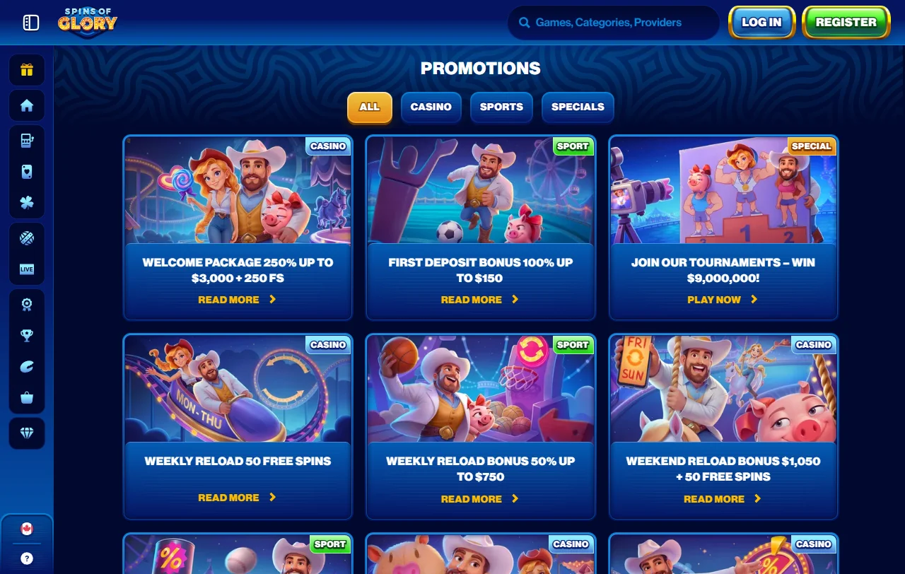Jogos slots e provedores no Spins of Glory Casino Brasil