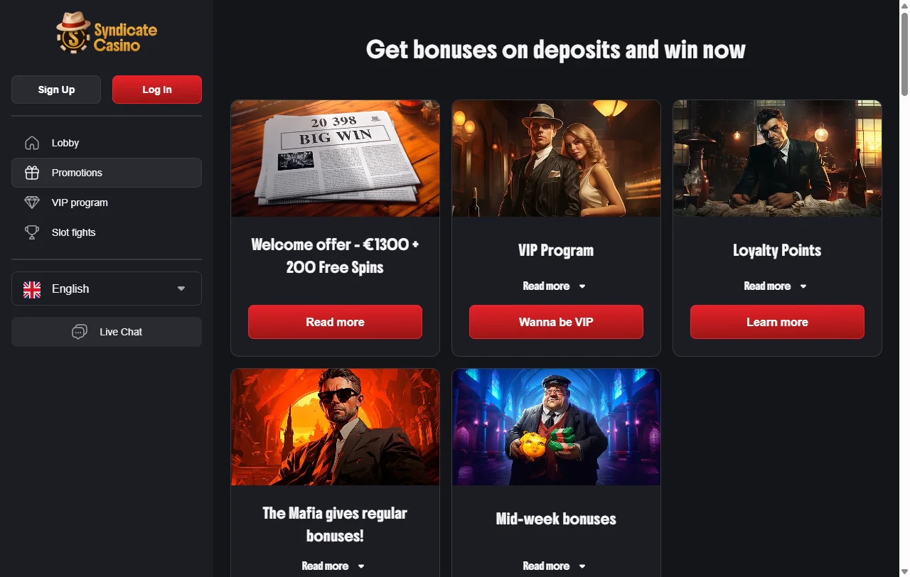 Estrutura de bônus de boas-vindas e promoções recorrentes do Syndicate Casino Brasil