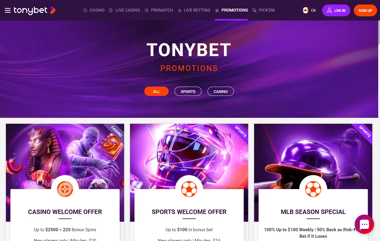 Bônus promoções ofertas boas-vindas Tonybet Casino Brasil