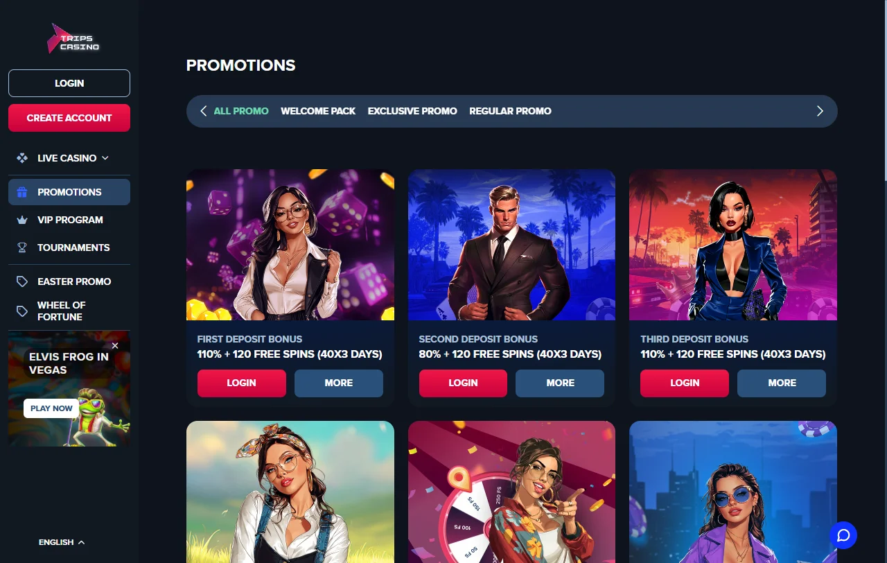 Seleção de jogos e provedores no Trips Casino Brasil