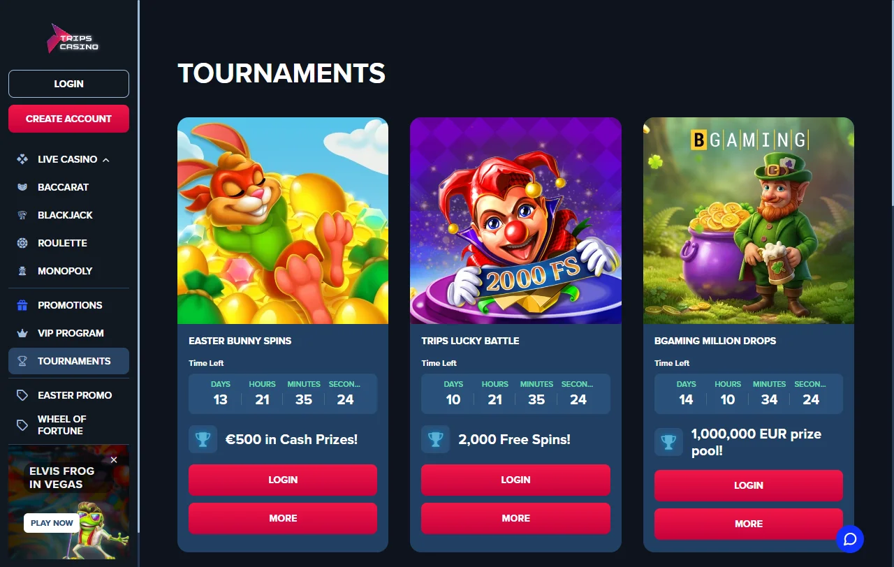 Promoções e bônus disponíveis no Trips Casino Brasil