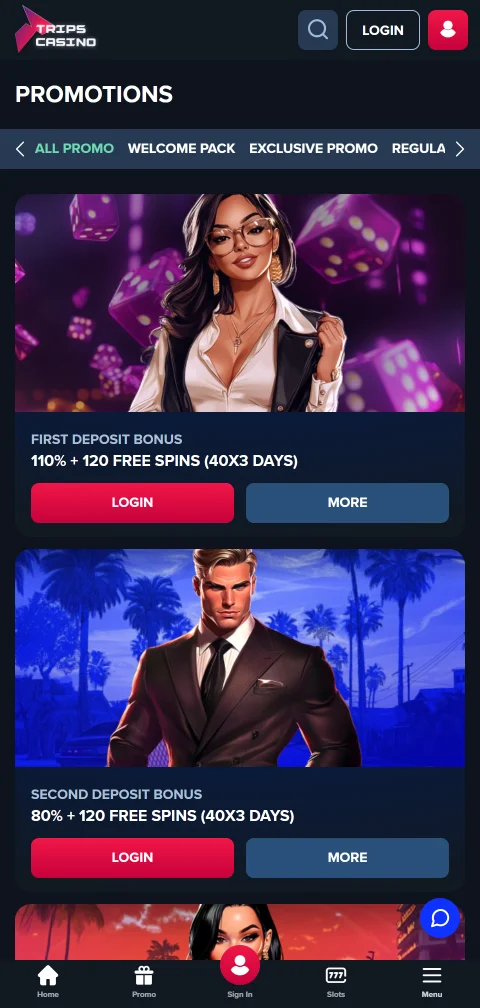 Pagamentos depósitos saques Trips Casino Brasil