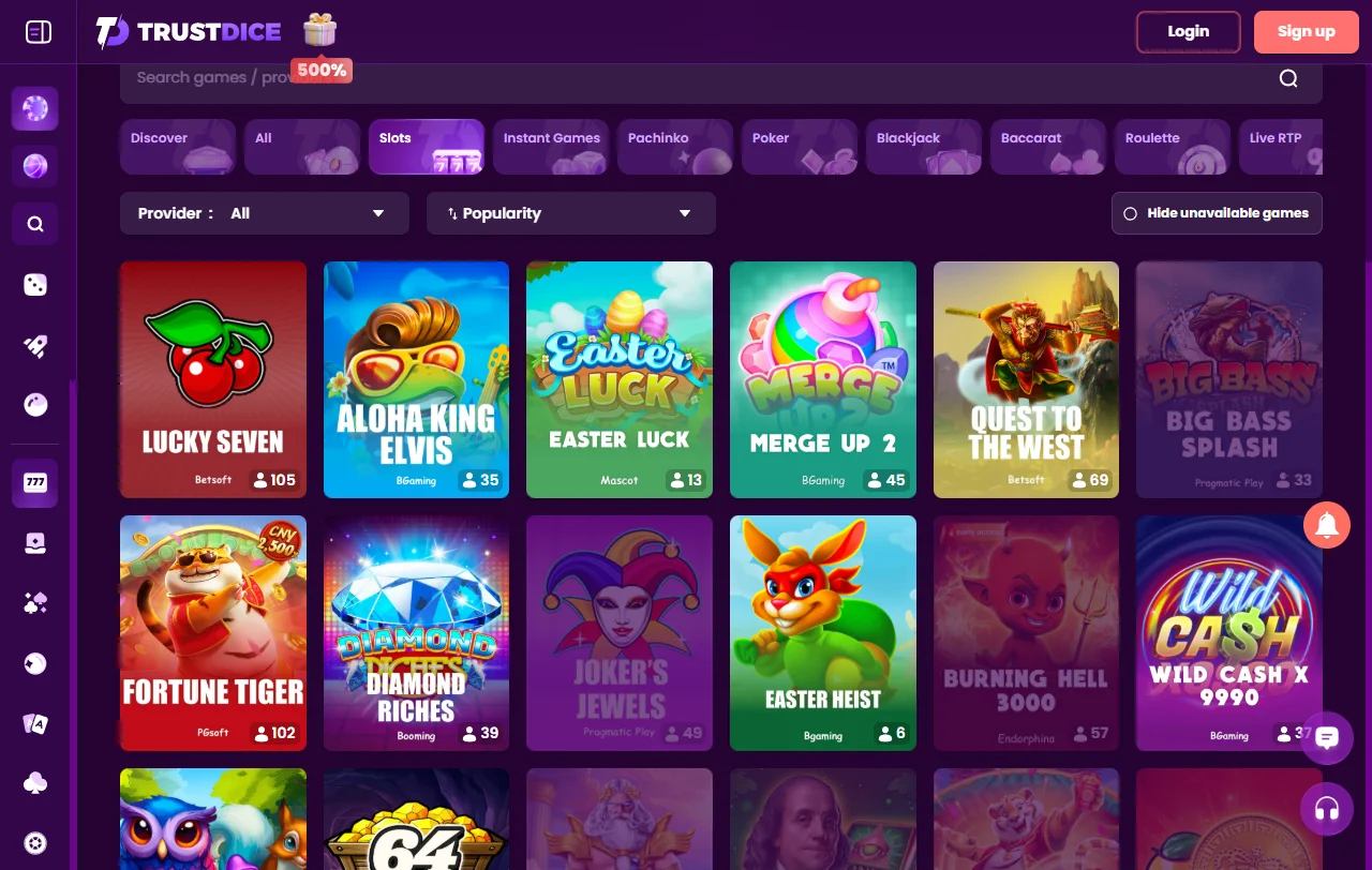 Promoções e bónus disponíveis Trust Dice Casino Brasil