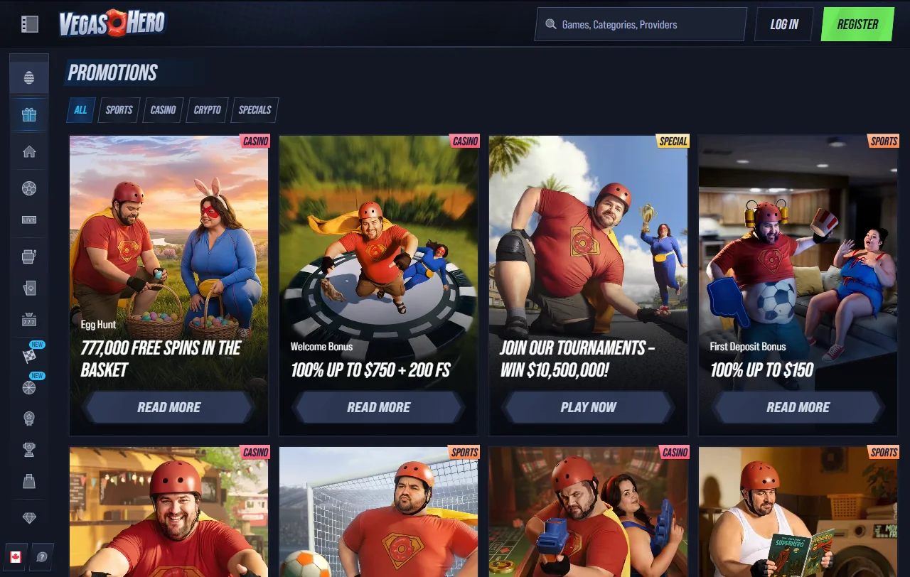 Biblioteca slots e jogos ao vivo Vegas Hero Casino Brasil