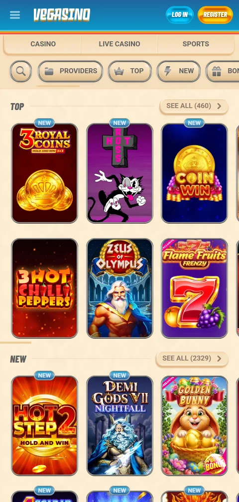 Pagamentos depósitos saques Vegasino Casino Brasil mobile