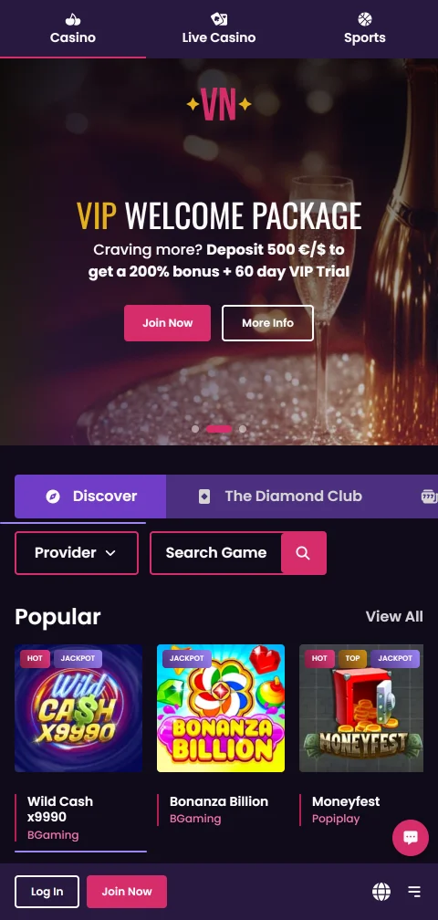 Jogos mobile acessíveis VegasNow Casino Brasil smartphone