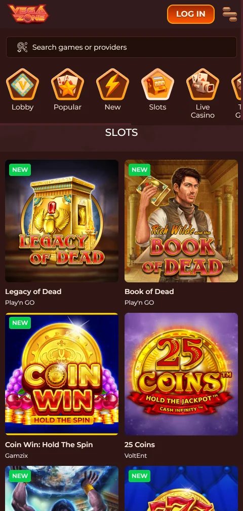 Depósitos saques métodos pagamento VegaZone Casino