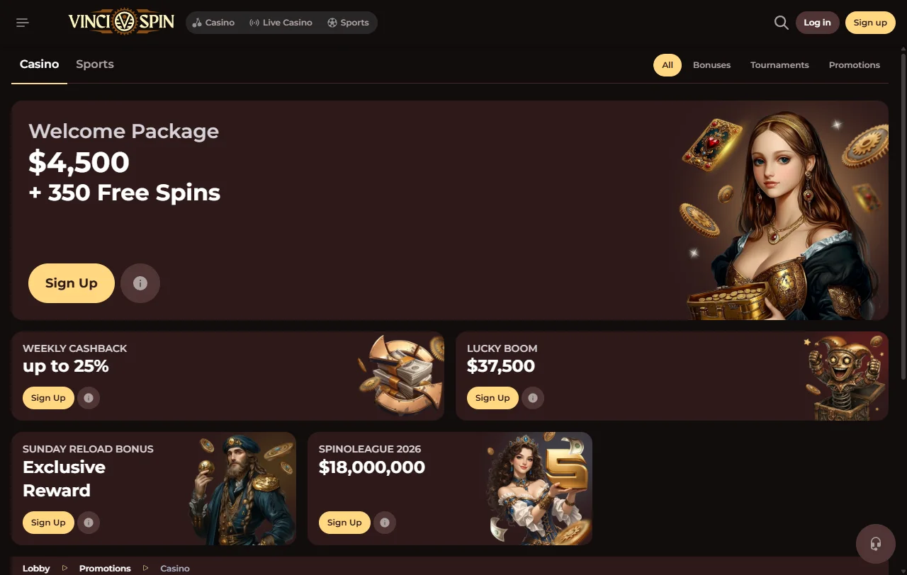 Slots e provedores no VinciSpin Casino Brasil — seleção de títulos Pragmatic Play e Evolution Gaming
