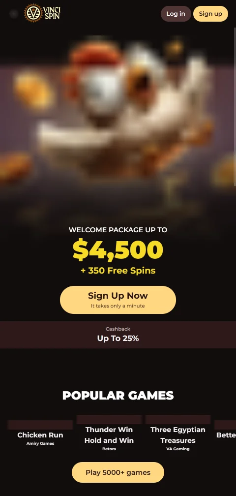 Versão mobile otimizada do VinciSpin Casino Brasil — acesso completo de smartphone