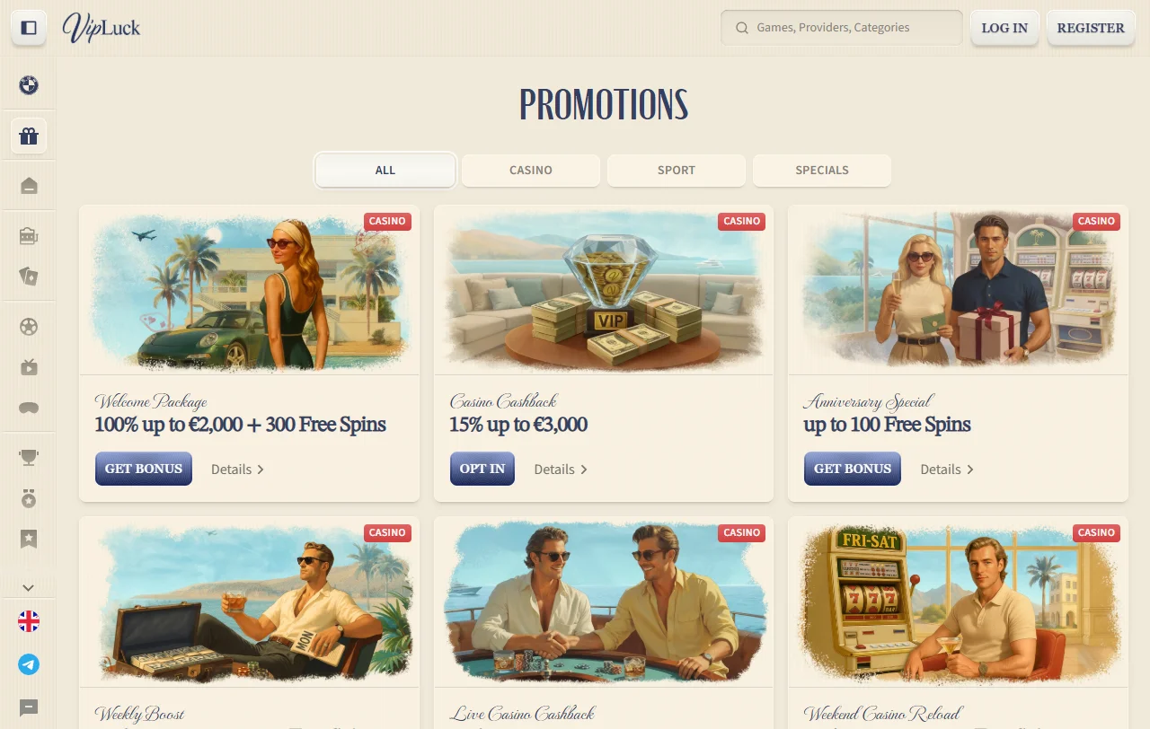 Slots e jogos de mesa disponíveis no VipLuck Casino Brasil
