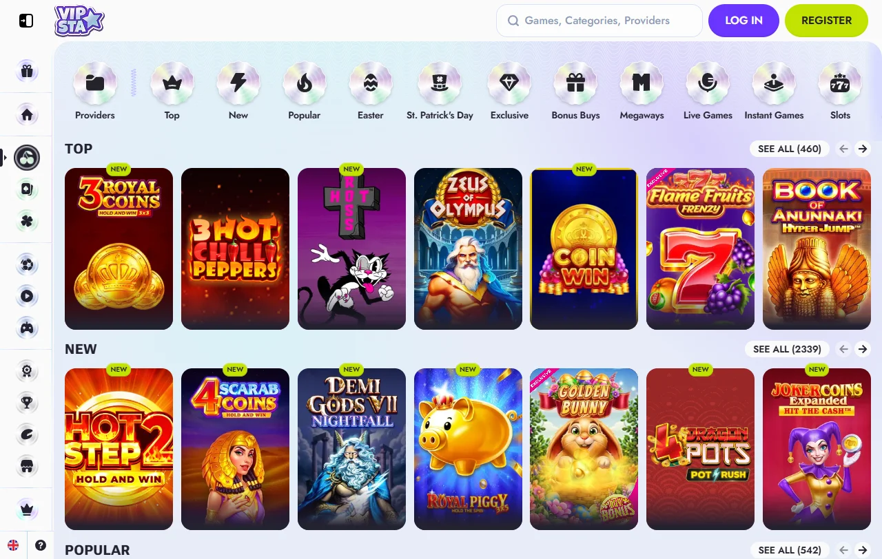Bônus boas-vindas e promoções Vipsta Casino Brasil