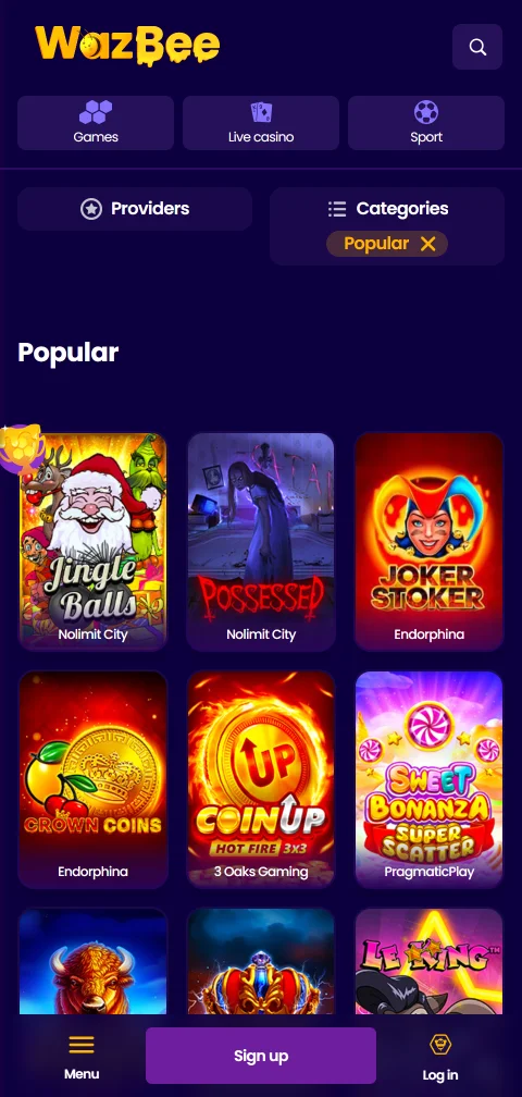 Depósitos PIX e saques no Wazbee Casino Brasil mobile