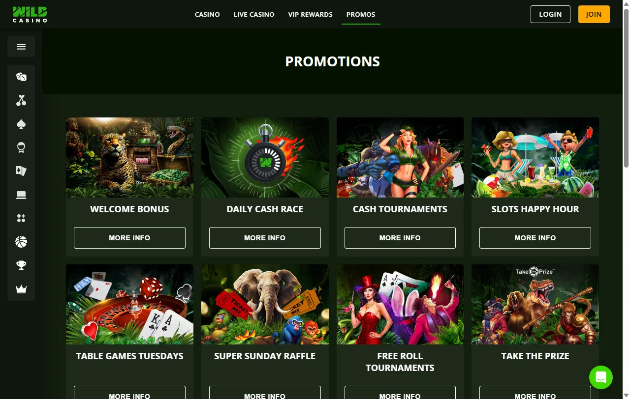 Seleção de jogos e provedores principais Wild Casino Brasil