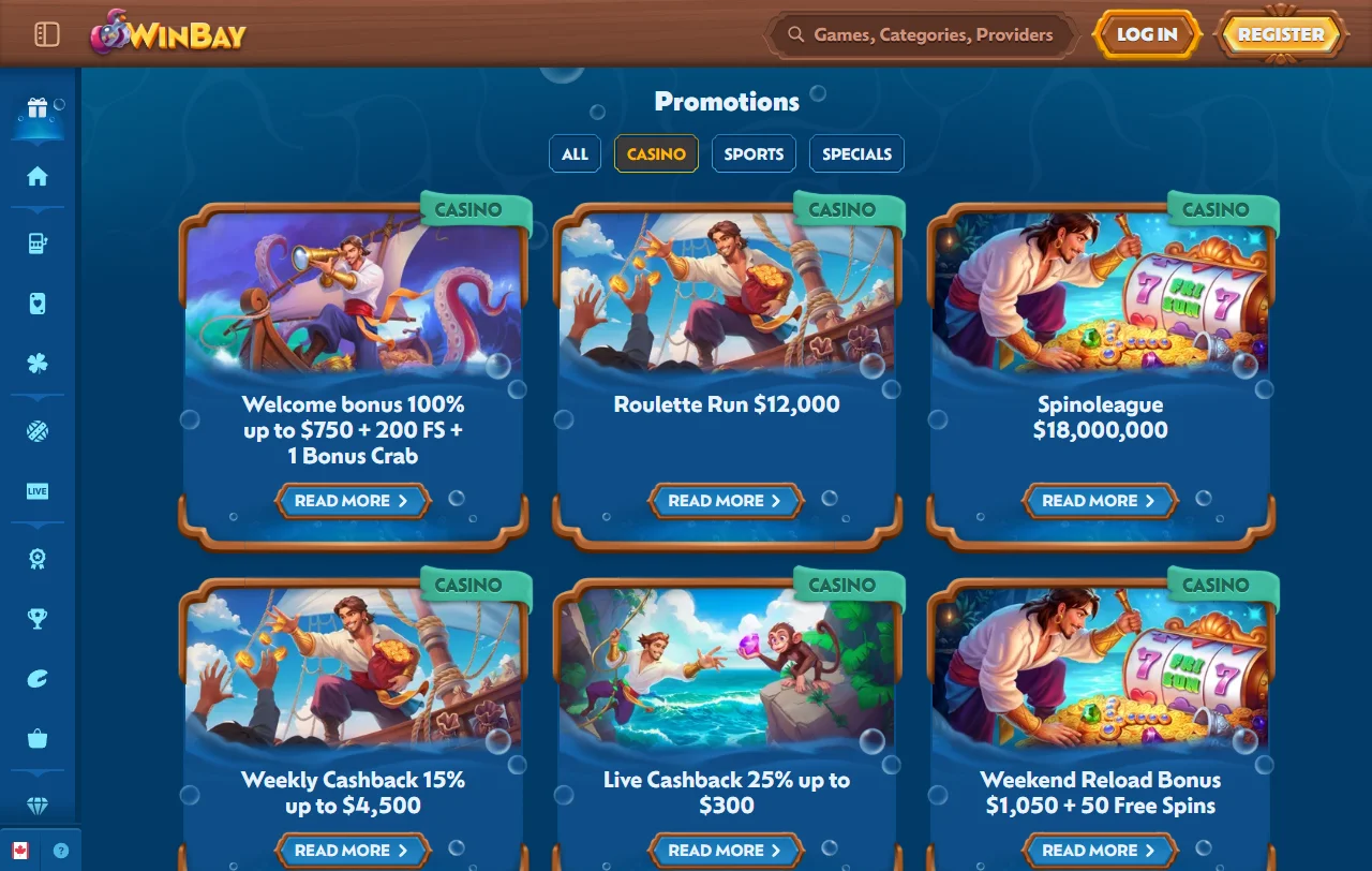 Slots e jogos variados disponíveis no WinBay Casino Brasil