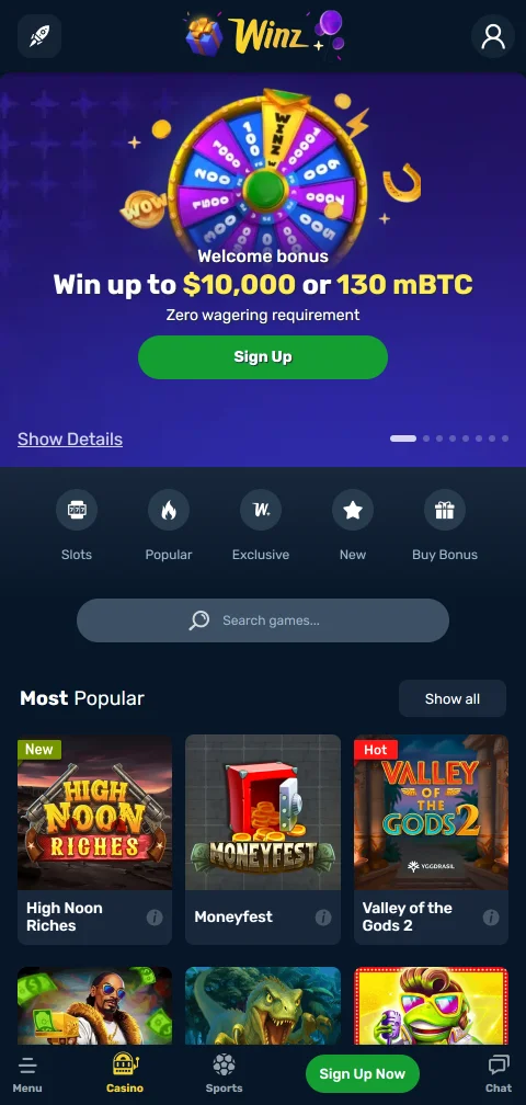 Jogos mobile acessíveis Winz Casino Brasil