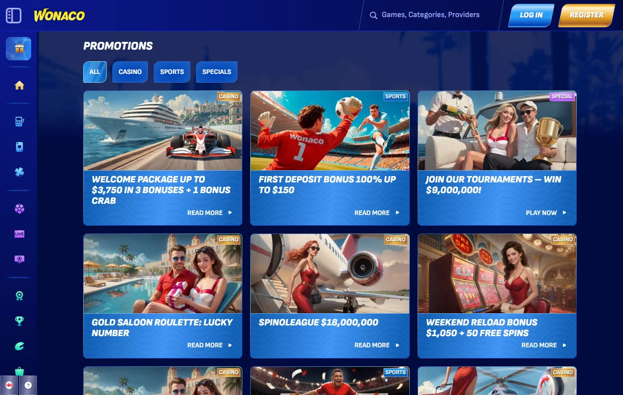 Bônus promoções e ofertas Wonaco Casino Brasil