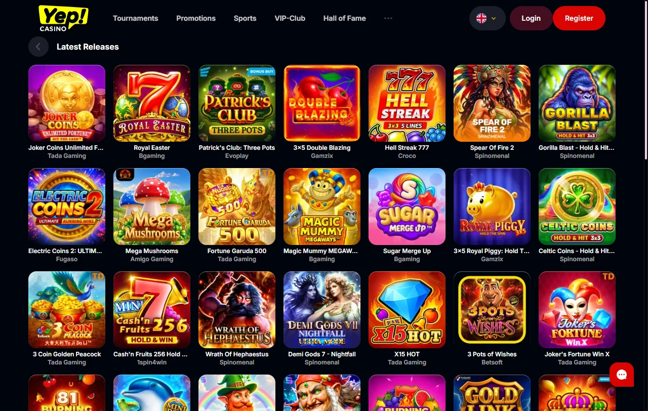 Promoções e bônus de boas-vindas de YEP Casino Brasil na versão desktop