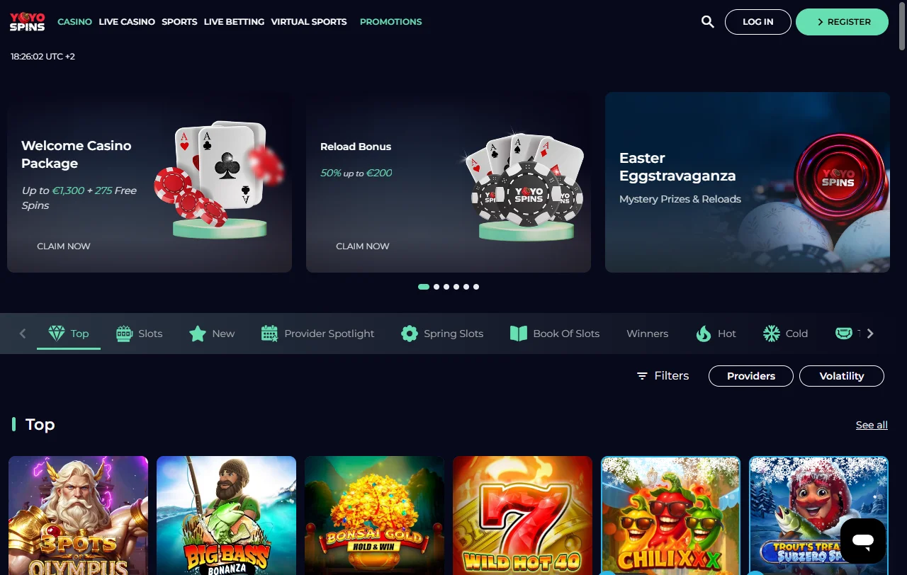 Jogos slots e provedores na YoyoSpins Casino Brasil