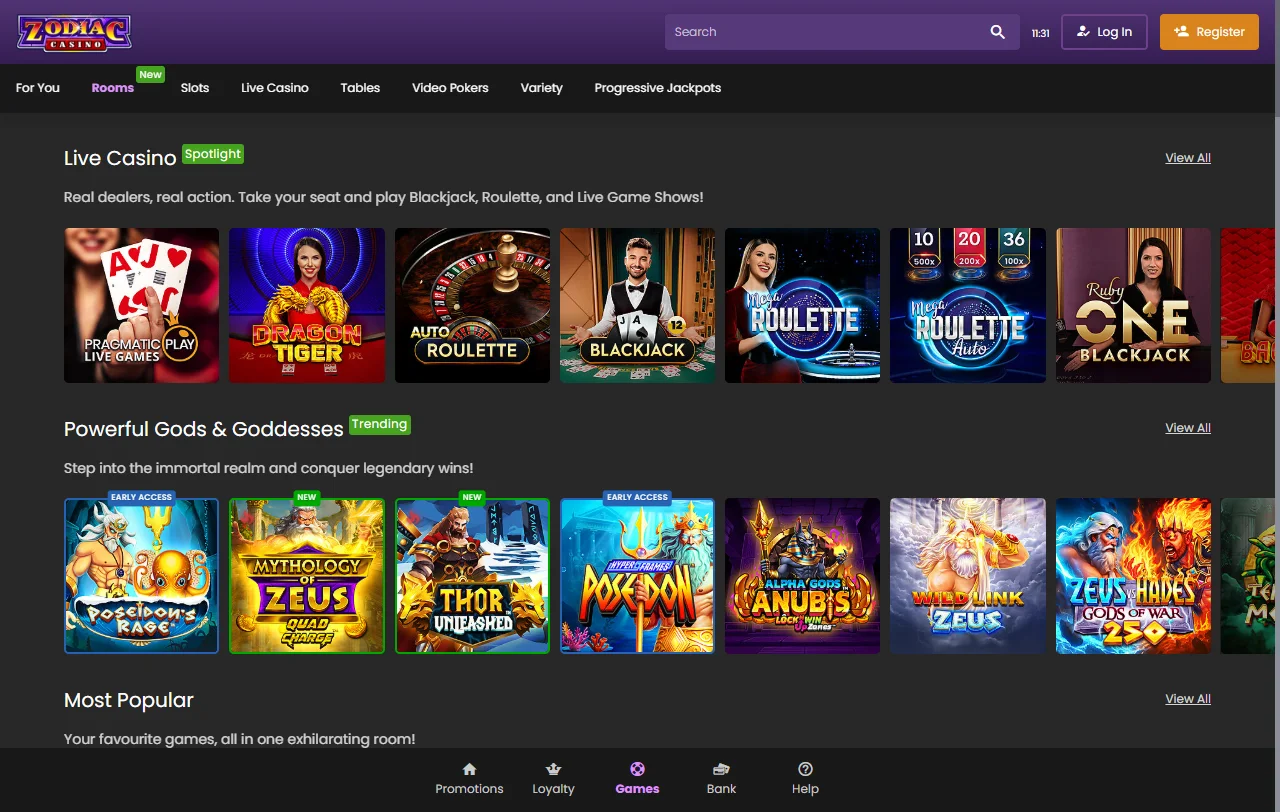 Promoções bônus Zodiac Casino Brasil pacotes iniciais